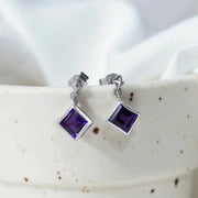 Amethyst Drop Earrings 925 Silver